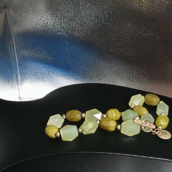 Sigrid Olsen Chunky Green Stone Necklace Toggle Clasp Boho Artisan Jewelry 18" - Picture 5 of 9